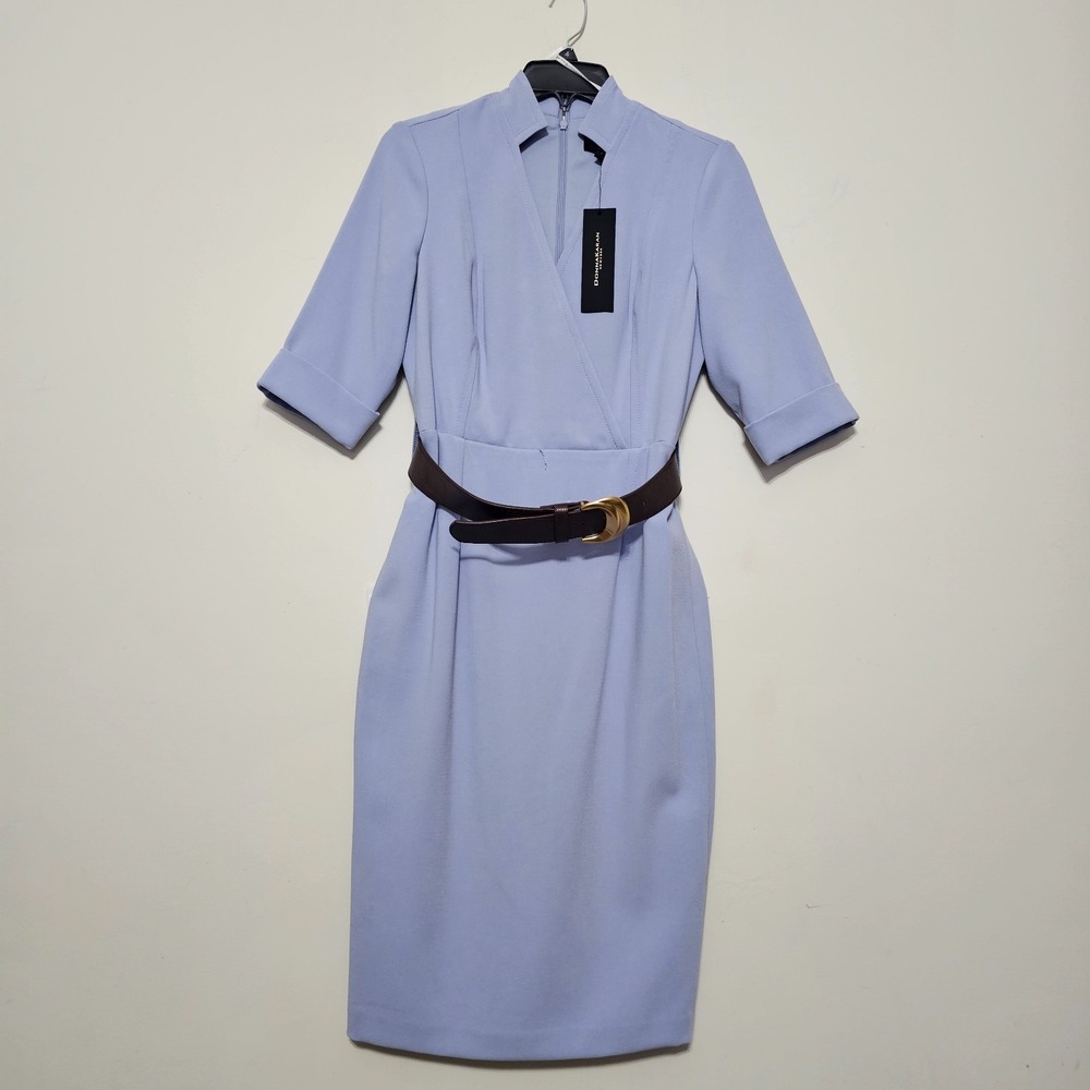 Donna Karan Lavender Sheath Dress with Brown Belt
